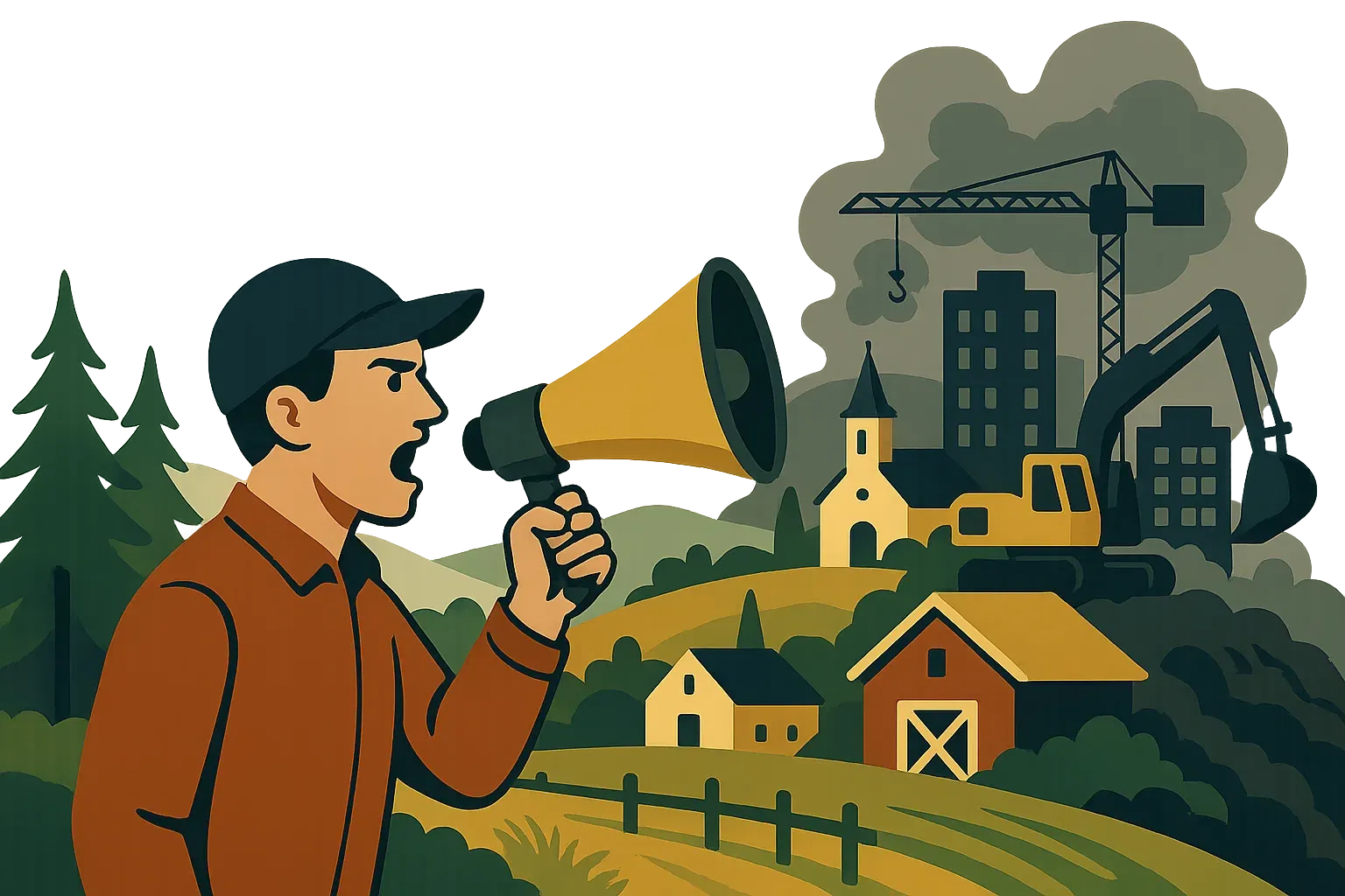 A person with a loudspeaker / megaphone